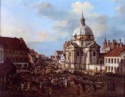 Bernardo Bellotto New Town Market Square with St. Kazimierz Church. oil painting